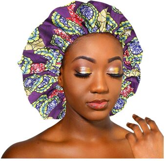 Vrouwen Hoeden Satijnen Gevoerd Motorkap Vrouwen Big Size Beauty Print Satijn Zijde Motorkap Slaap Hoed Hoofd Cover Bescherming haarbanden F1 paars