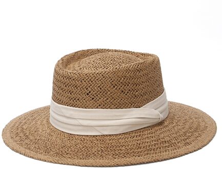 Vrouwen Hoeden Voor De Zomer Outdoor Lente Zomer Ring Top Hoed Bescherming Zon Strand Platte Top Stro Hoeden Womens Zomer Hoeden wit