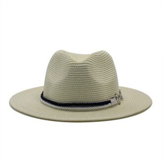 Vrouwen Hoeden Zomer Zon Beschermende Brede Rand Solid Band Riem Zon Hoeden Mannen Vrouwen Zwart Kaki Outdoor Strand Reizen Zomer stro Hoeden ivoor