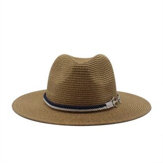Vrouwen Hoeden Zomer Zon Beschermende Brede Rand Solid Band Riem Zon Hoeden Mannen Vrouwen Zwart Kaki Outdoor Strand Reizen Zomer stro Hoeden khaki