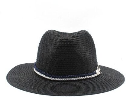 Vrouwen Hoeden Zomer Zon Beschermende Brede Rand Solid Band Riem Zon Hoeden Mannen Vrouwen Zwart Kaki Outdoor Strand Reizen Zomer stro Hoeden