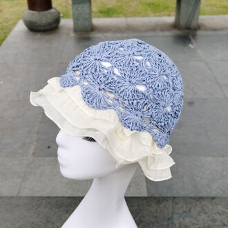 Vrouwen Hollow Flower Gebreide Visser Hoed Handgemaakte Haak Kleuraanpassing Bekken Hoed Lente En Zomer Zonnebrandcrème Zonnehoed 6