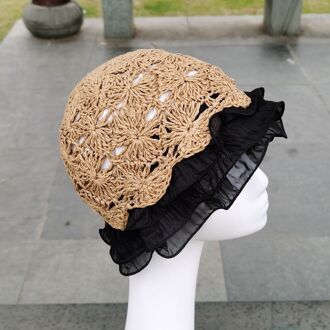 Vrouwen Hollow Flower Gebreide Visser Hoed Handgemaakte Haak Kleuraanpassing Bekken Hoed Lente En Zomer Zonnebrandcrème Zonnehoed 7