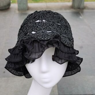 Vrouwen Hollow Flower Gebreide Visser Hoed Handgemaakte Haak Kleuraanpassing Bekken Hoed Lente En Zomer Zonnebrandcrème Zonnehoed 8