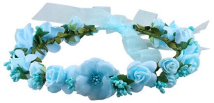 Vrouwen Hoofdband Bloemen Bloemen Bruiloft Guirlande Haarbanden Handgemaakte Lady Meisjes Haarband Bridal Hoofddeksels Haren Accessoires Lxh Blauw