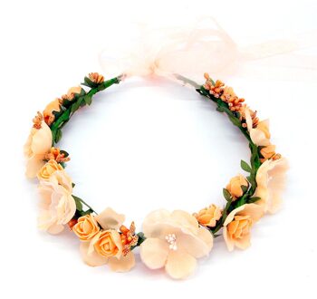 Vrouwen Hoofdband Bloemen Bloemen Bruiloft Guirlande Haarbanden Handgemaakte Lady Meisjes Haarband Bridal Hoofddeksels Haren Accessoires Lxh Oranje