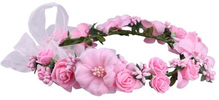 Vrouwen Hoofdband Bloemen Bloemen Bruiloft Guirlande Haarbanden Handgemaakte Lady Meisjes Haarband Bridal Hoofddeksels Haren Accessoires Lxh Roze