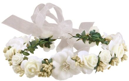 Vrouwen Hoofdband Bloemen Bloemen Bruiloft Guirlande Haarbanden Handgemaakte Lady Meisjes Haarband Bridal Hoofddeksels Haren Accessoires Lxh wit