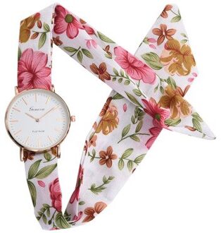 Vrouwen Horloges Bloemen Doek Quartz Horloges Vrouwen Jacquard Doek Band Horloge Dames Jurk Armband Horloges Relogio Feminino 01