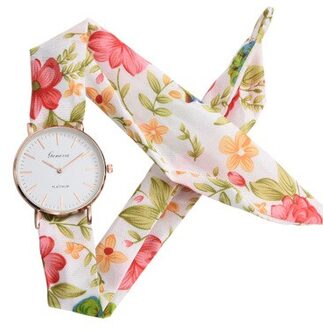 Vrouwen Horloges Bloemen Doek Quartz Horloges Vrouwen Jacquard Doek Band Horloge Dames Jurk Armband Horloges Relogio Feminino 02