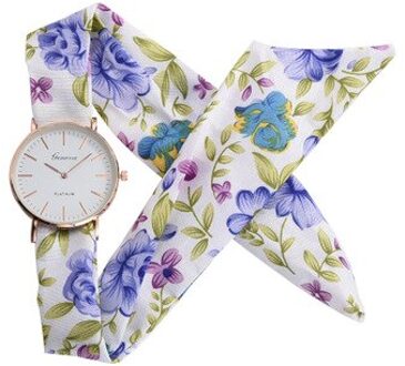 Vrouwen Horloges Bloemen Doek Quartz Horloges Vrouwen Jacquard Doek Band Horloge Dames Jurk Armband Horloges Relogio Feminino 04