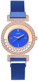 Vrouwen Horloges Diamond Gold Horloge Dames Luxe Horloges Strass Vrouwen Armband Analoge Horloges Vrouw Relogio Feminino blauw