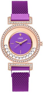 Vrouwen Horloges Diamond Gold Horloge Dames Luxe Horloges Strass Vrouwen Armband Analoge Horloges Vrouw Relogio Feminino paars