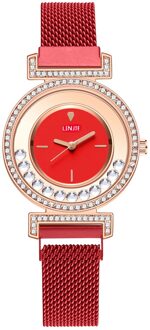 Vrouwen Horloges Diamond Gold Horloge Dames Luxe Horloges Strass Vrouwen Armband Analoge Horloges Vrouw Relogio Feminino rood