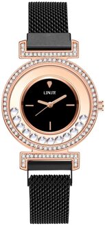 Vrouwen Horloges Diamond Gold Horloge Dames Luxe Horloges Strass Vrouwen Armband Analoge Horloges Vrouw Relogio Feminino zwart