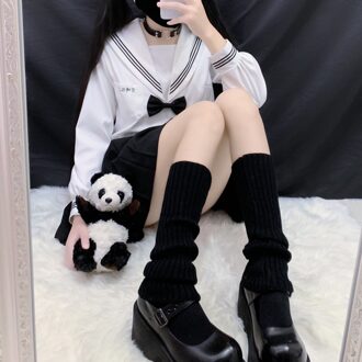 Vrouwen Japanse Lolita Losse Sokken Zoete Meisje Beenwarmers Wol Bal Gebreide Voet Cover Herfst Winter Been Warmer Hoop Hoop sokken zwart