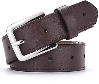 Vrouwen Jeans Decoratieve Casual Eenvoudige Lederen Riem Luxe Legering Pin Gesp Jeugd Studenten Wilde Retro Riem Pasek Damski koffie