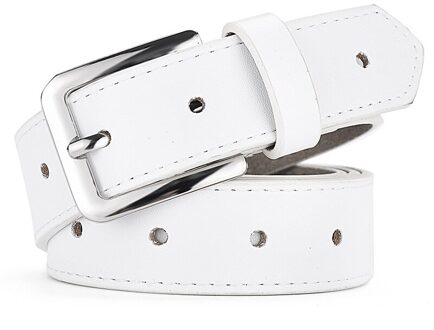Vrouwen Jeans Decoratieve Casual Eenvoudige Lederen Riem Luxe Legering Pin Gesp Jeugd Studenten Wilde Retro Riem Pasek Damski wit