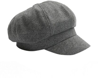 Vrouwen Katoen Achthoekige Baret Caps Stijlvolle Winter Herfst Effen Kleur Achthoekige Hoeden Grijs