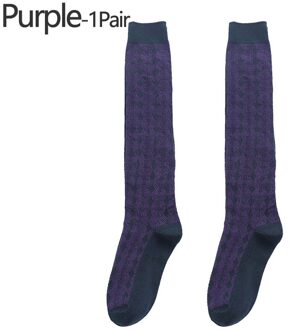 Vrouwen Katoen Herfst Winter Sokken Casual Dikke Warme Sok Lady Kniekousen Vrouwelijke Meisje Party Dansen Sexy Lange sokken Paars