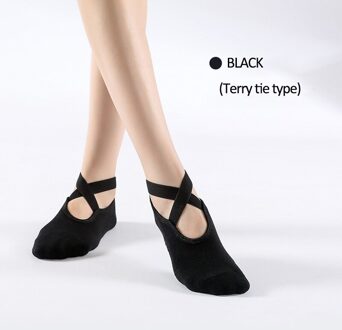 Vrouwen Katoen Yoga Sokken Professionele Anti-Slip Sport Sokken Bandage Sport Meisjes Ballet Dans Sokken Voor 35-39 yards zwart