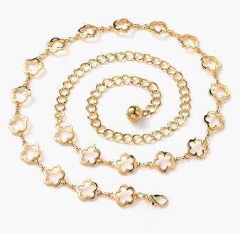 Vrouwen Ketting Riem Zilver Goud Hart Bloem Tailleband Riemen Voor Broek Jurk Jeans Klassieke Liefde Hart Holle Gordel Riemen bloem goud