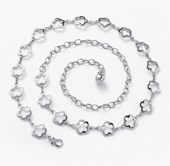 Vrouwen Ketting Riem Zilver Goud Hart Bloem Tailleband Riemen Voor Broek Jurk Jeans Klassieke Liefde Hart Holle Gordel Riemen bloem zilver