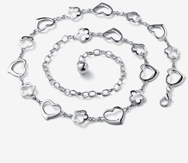 Vrouwen Ketting Riem Zilver Goud Hart Bloem Tailleband Riemen Voor Broek Jurk Jeans Klassieke Liefde Hart Holle Gordel Riemen Love bloem zilver
