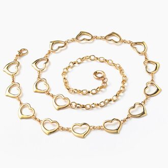 Vrouwen Ketting Riem Zilver Goud Hart Bloem Tailleband Riemen Voor Broek Jurk Jeans Klassieke Liefde Hart Holle Gordel Riemen Love goud