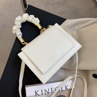 Vrouwen Kleine Zakjes Tij Textuur Messenger Bag Simple Alle Match Handtas Ins Westerse Stijl Schoudertas wit