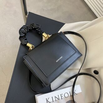Vrouwen Kleine Zakjes Tij Textuur Messenger Bag Simple Alle Match Handtas Ins Westerse Stijl Schoudertas zwart