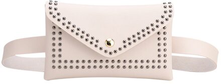 Vrouwen Klinknagels Effen Heuptas Outdoor Stijlvolle Kleine Vierkante Borst Bag Pu Lederen Hasp Messenger Bag torebki damskie wit