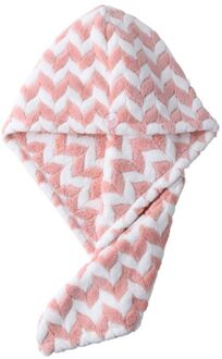 Vrouwen Koraal Fluwelen Haar Handdoek Tulband Wrap Sneldrogend Douche Hoed Met Knop Golvende Gestreepte Microfiber Super Absorberende Anti Kroezen