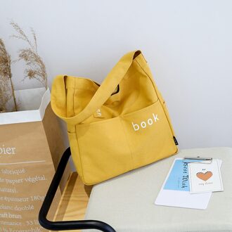 Vrouwen Koreaanse Japanse Stijl Canvas Vrouwelijke College Causale Schoudertas Mode Geslingerd Grote Capaciteit Tas Handtas Schooltas geel