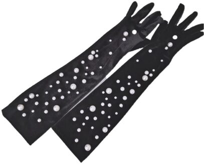 Vrouwen Korte Fluwelen Volledige Vinger Handschoenen Glanzende Effen Kleur Gown Opera Bruiloft Jurk Party Lengte Wanten