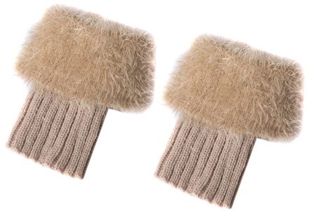 Vrouwen Korte Laarzen Sokken Fluffy Pluche Gebreide Boot Manchetten Beenwarmers Sokken beige