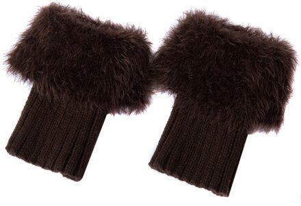 Vrouwen Korte Laarzen Sokken Fluffy Pluche Gebreide Boot Manchetten Beenwarmers Sokken diep koffie
