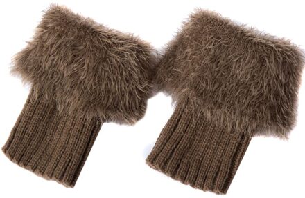 Vrouwen Korte Laarzen Sokken Fluffy Pluche Gebreide Boot Manchetten Beenwarmers Sokken khaki