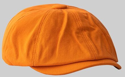 Vrouwen Korte Rand Ongedwongen Krantenverkoper Hoed Lente Herfst Dunne Retro Baret Hoed Mode Wilde Toevallige Hoed Unisex Wilde Achthoekige hoeden oranje