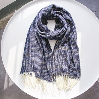 Vrouwen Kwastje Sjaal Zachte Kasjmier Shiny Sjaals Elegante Sjaals Herfst Winter Sjaals Vrouwelijke Effen Wrap Foulard Blauw