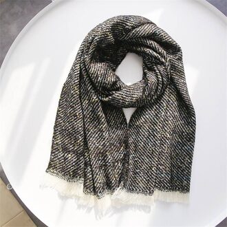 Vrouwen Kwastje Sjaal Zachte Kasjmier Shiny Sjaals Elegante Sjaals Herfst Winter Sjaals Vrouwelijke Effen Wrap Foulard zwart