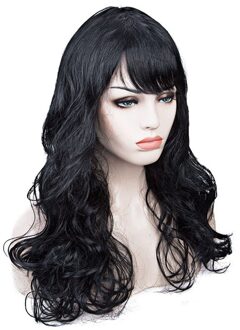 Vrouwen Lady Carnaval Lange Golf Krullend Haar Pruik Meisje Verjaardagsfeestje Cosplay Dress Up Accessoires Europese Amecian Lady Roll Pruik cap zwart