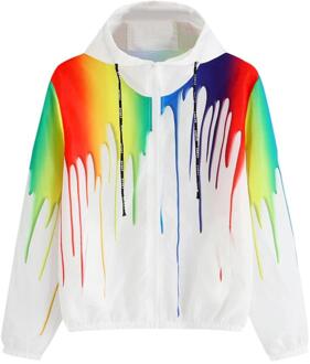 Vrouwen Lange Mouw Kleurrijke Hooded Rits Casual Outdoor Sport Jas Met Zakken Vrouwelijke Wit Running Jassen Voor Mode