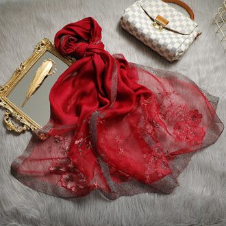 Vrouwen Lange Zachte Sjaals En Wraps Foulard Pashmina Kwasten Hijab Een Rood