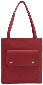 Vrouwen Lederen Handtas Lichee Patroon Grote Capaciteit Messenger Bag Voor Outdoor B2Cshop Rood