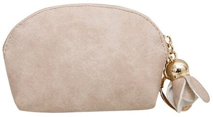 Vrouwen Lederen Kleine Mini Portemonnee Houder Vrouwelijke Portemonnee Case Clutch Carte Porte Card Key Money Bag Zip Portemonnee houder beige
