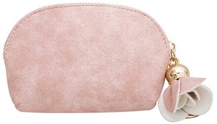 Vrouwen Lederen Kleine Mini Portemonnee Houder Vrouwelijke Portemonnee Case Clutch Carte Porte Card Key Money Bag Zip Portemonnee houder roze