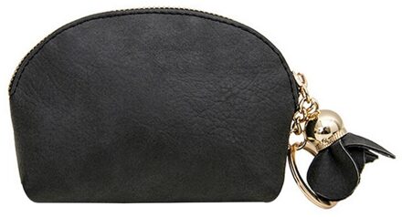Vrouwen Lederen Kleine Mini Portemonnee Houder Vrouwelijke Portemonnee Case Clutch Carte Porte Card Key Money Bag Zip Portemonnee houder zwart