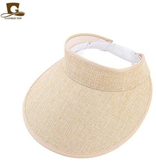 Vrouwen lege Top zonnehoed mode outdoor Zomer Stijl hennep sport baseball cap Plastic Zonneklep Hoed BEIGE