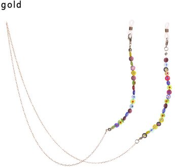 Vrouwen Lenzenvloeistof Kettingen Zwart Acryl Kralen Kettingen Anti-Slip Eyewear Cord Houder Leesbril Touw Eyewear Accessoires goud